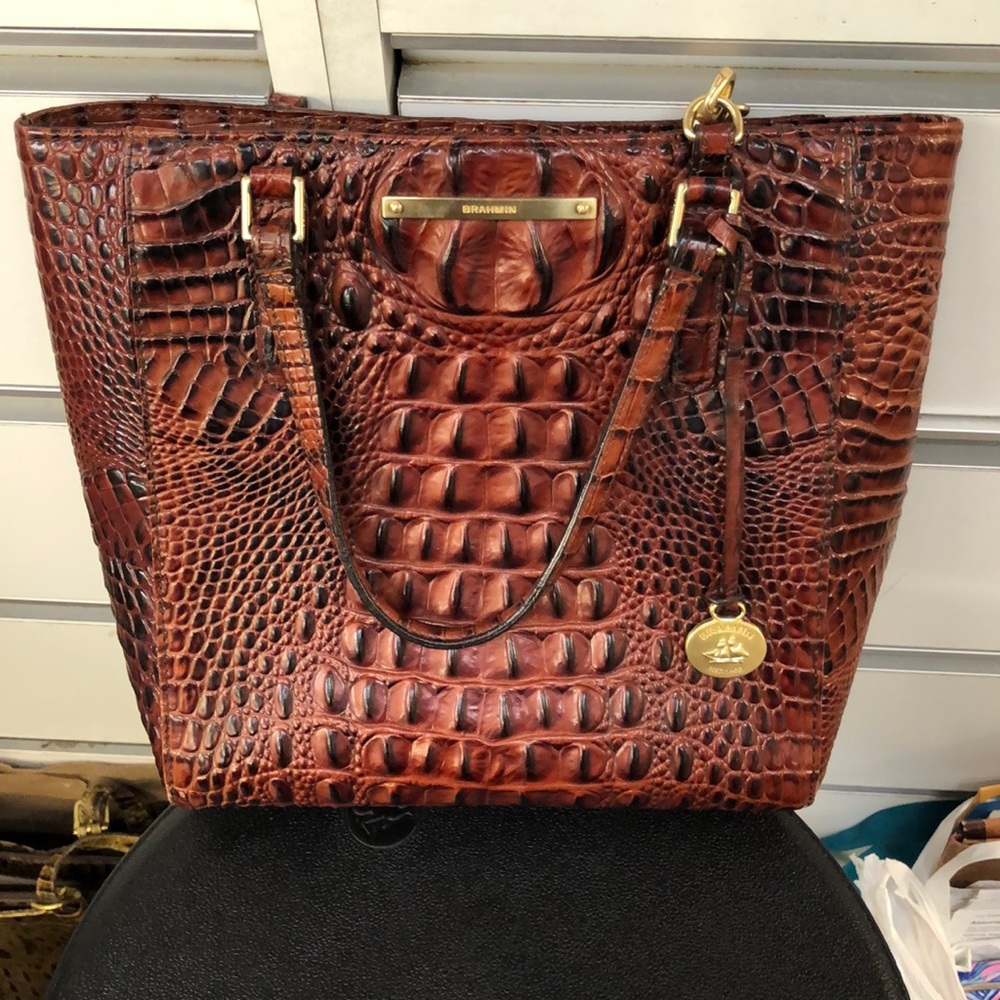 Brahmin pecan purse with cross body strap